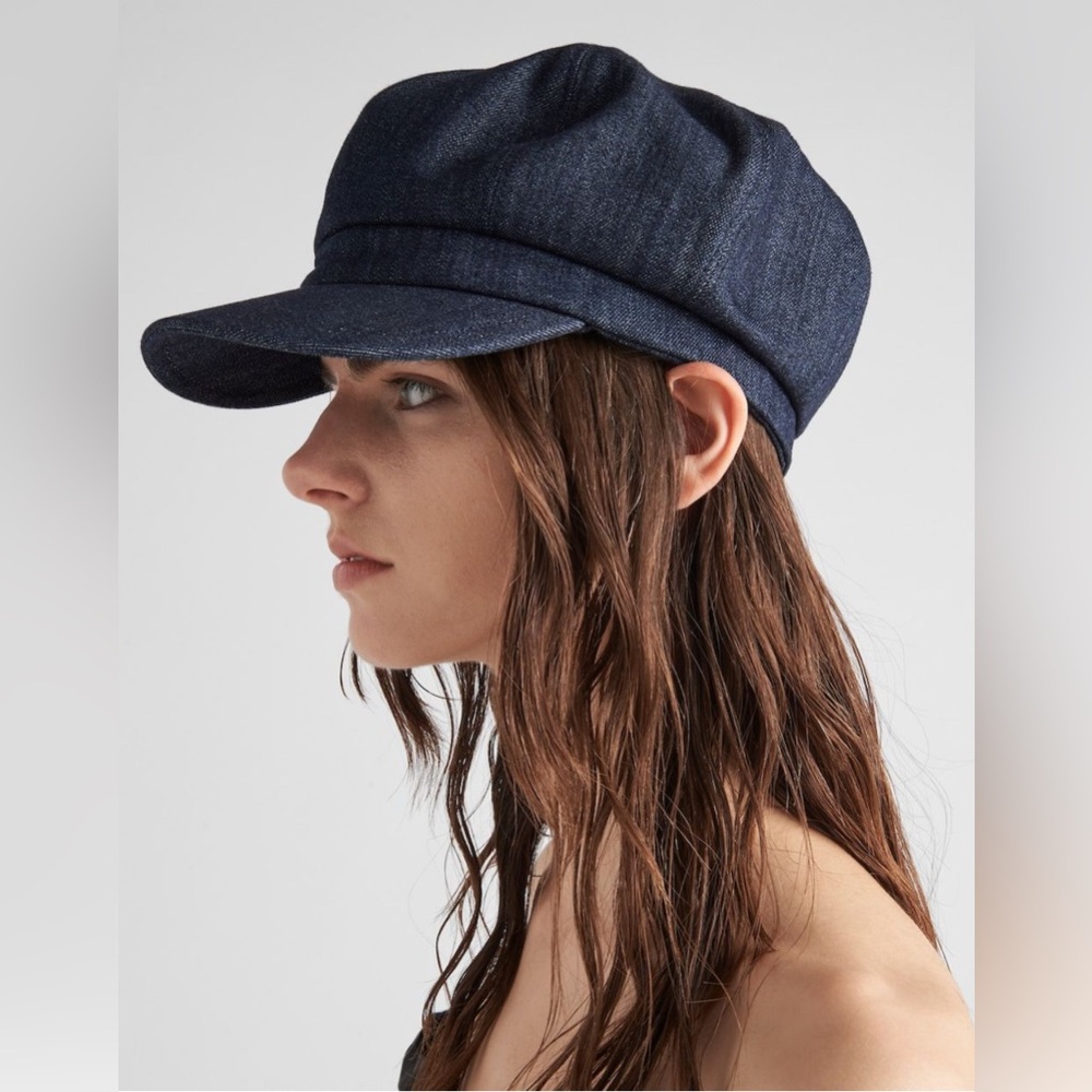 Prada Denim Navy Newsboy Cap Hat Women’s Small Luxury Designer